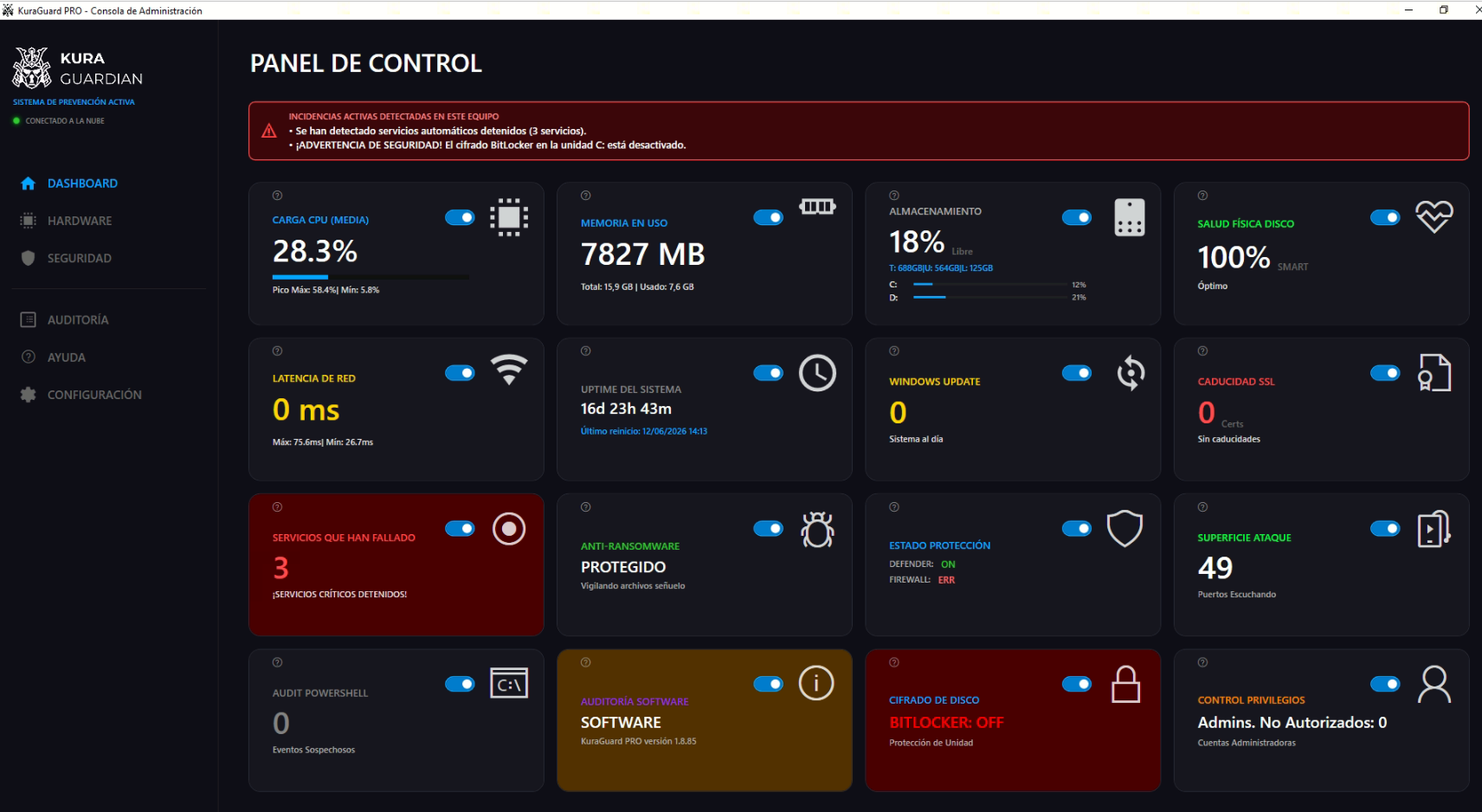 KuraGuard lightweight Windows agent console